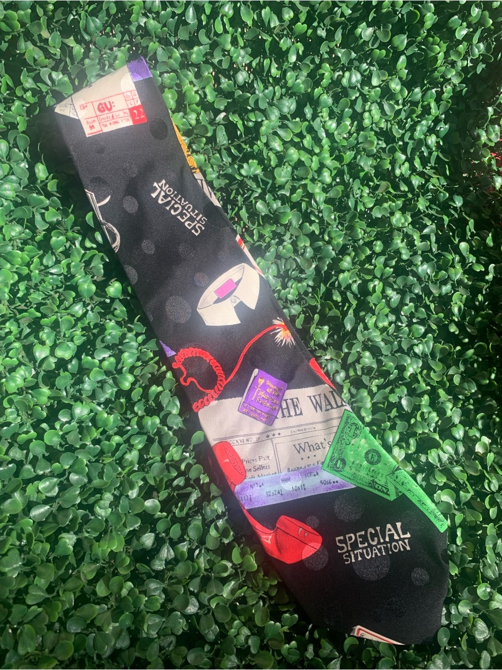 Vintage 90s 1990 Nicole Miller Silk Novelty Wall Street Tie